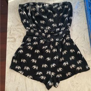 Romper with white elephants, size small
